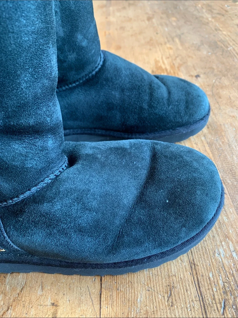 UGG Black Suede Short Shearling Boots